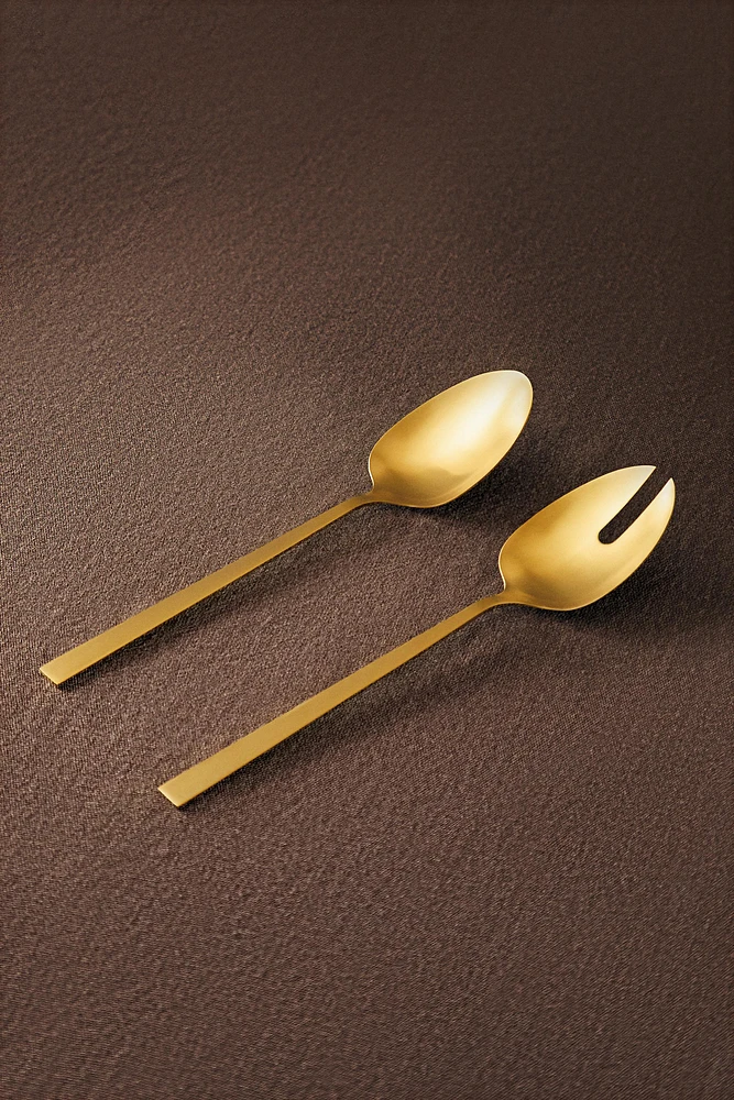 SET OF GOLD STEEL SALAD FLATWARE (SET OF 2)