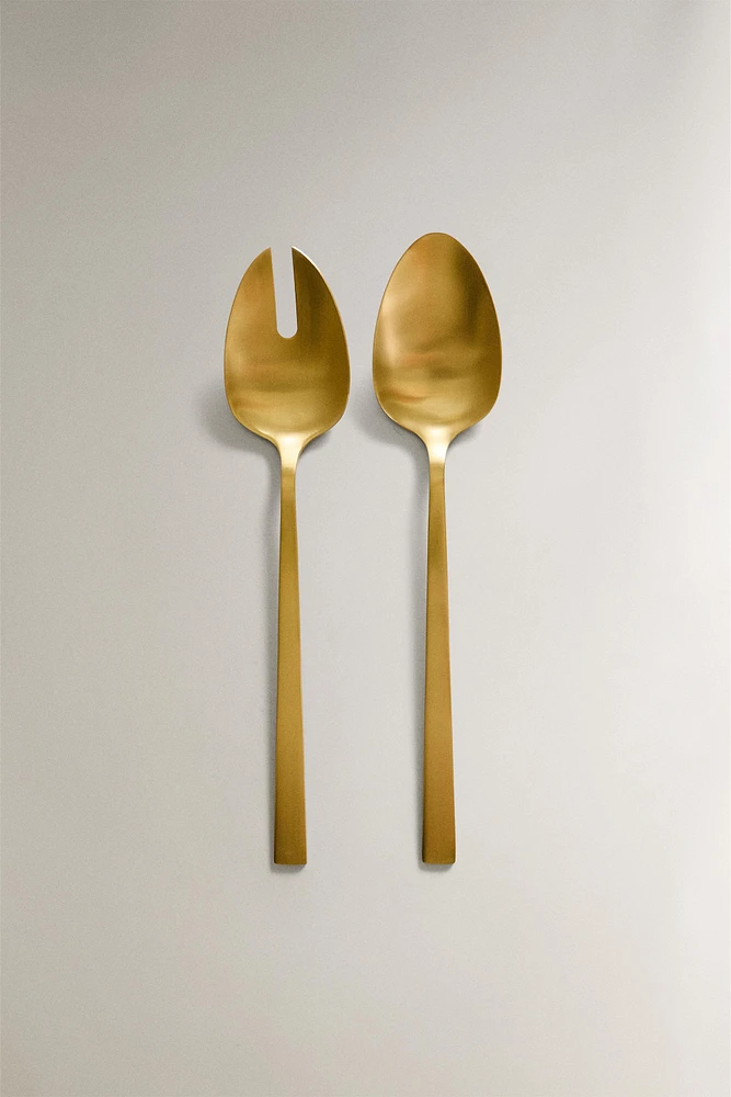 SET OF GOLD STEEL SALAD FLATWARE (SET OF 2)