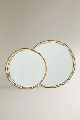 ROUND METAL AND MIRRORED TRAY