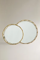 ROUND METAL AND MIRRORED TRAY