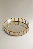 ROUND METAL AND MIRRORED TRAY