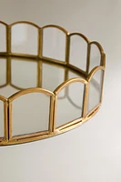 ROUND METAL AND MIRRORED TRAY