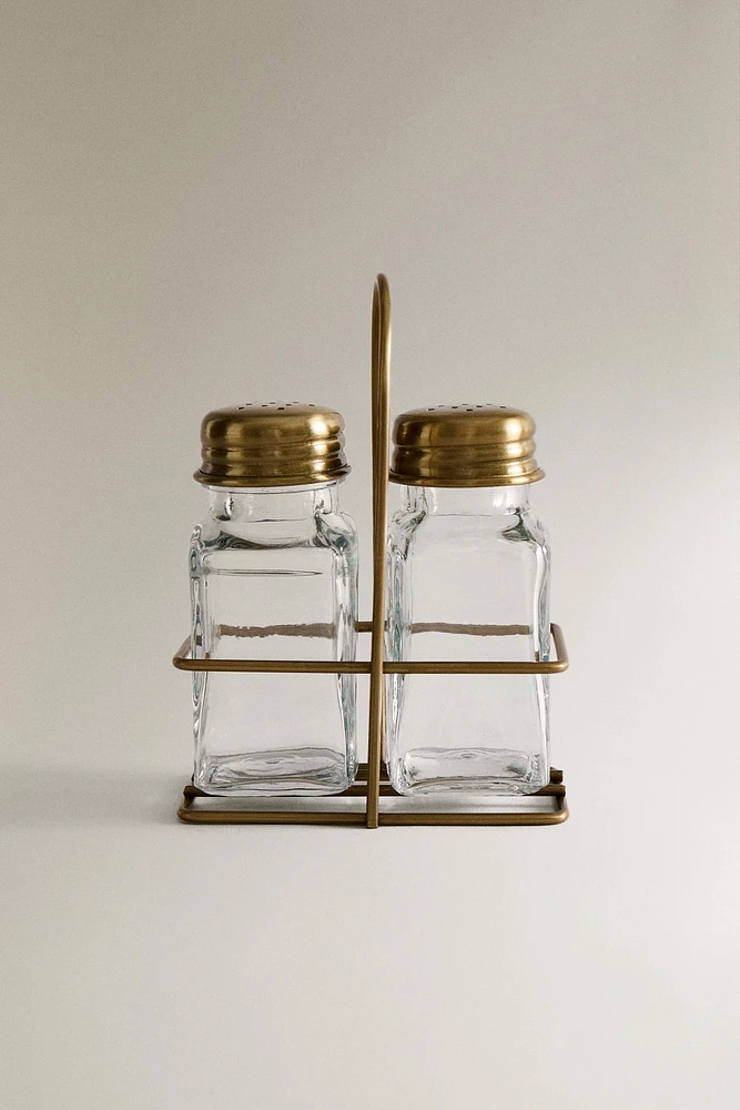 GLASS SALT AND PEPPER SHAKER SET