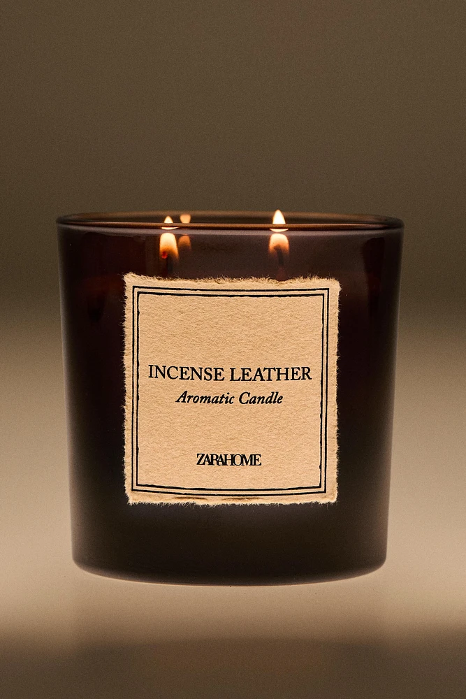 (350 G) INCENSE LEATHER SCENTED CANDLE