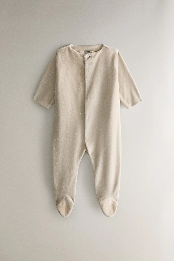 CHILDREN’S VELOUR MOON FOOTED ROMPER