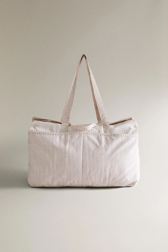 SQUARE STRIPE COTTON DIAPER BAG