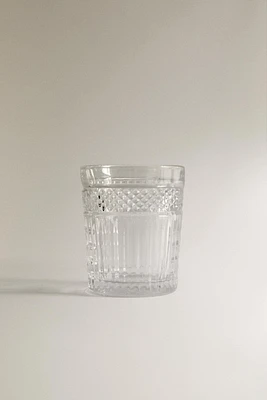 RAISED DESIGN GLASS TUMBLER