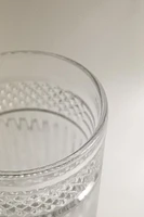 RAISED DESIGN GLASS TUMBLER