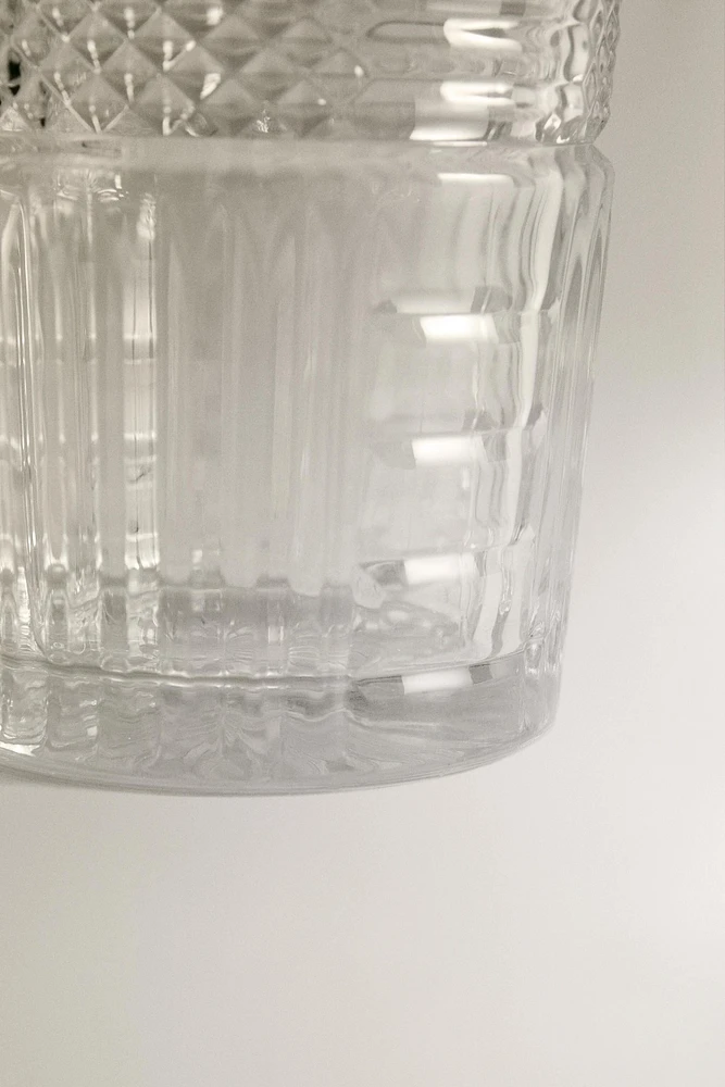 RAISED DESIGN GLASS TUMBLER