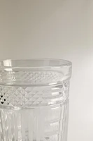 RAISED DESIGN GLASS TUMBLER