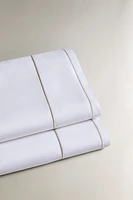 SATEEN FLAT SHEET WITH EMBROIDERED EDGE