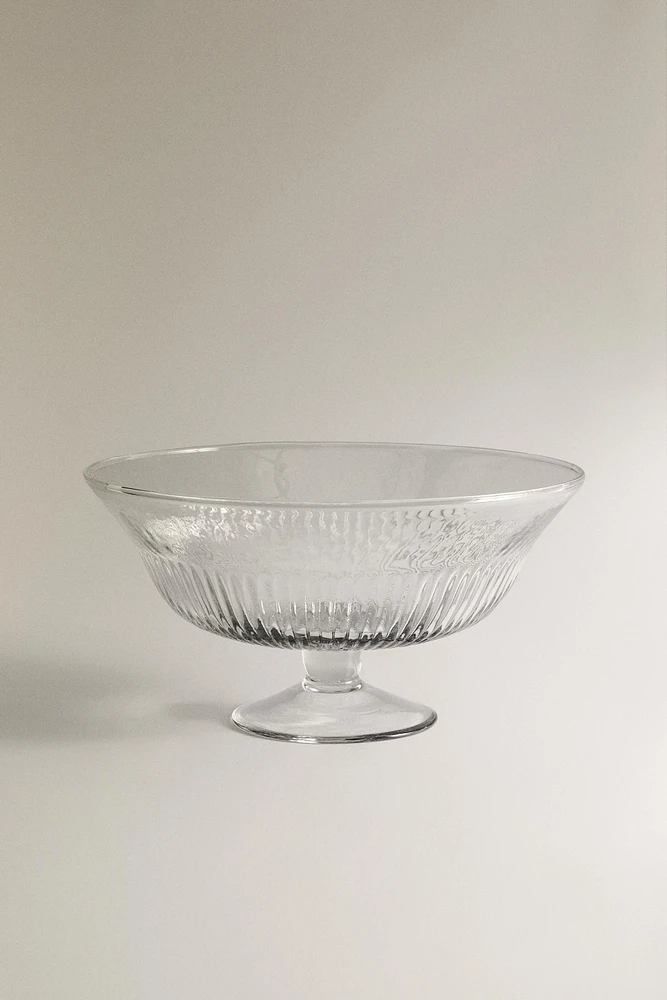 STRIPED GLASS SERVING DISH