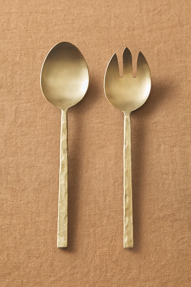 HAMMERED SALAD FLATWARE SET (SET OF 2)