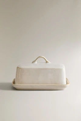 STONEWARE BUTTER DISH