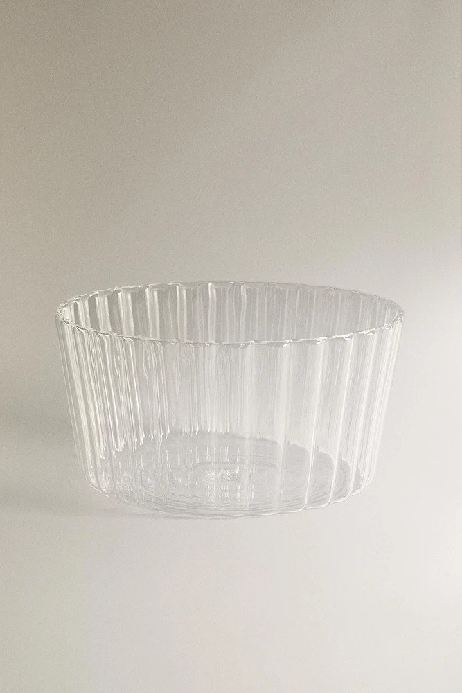 WAVY BOROSILICATE GLASS SALAD BOWL