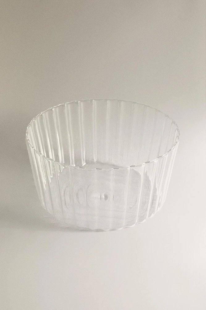 WAVY BOROSILICATE GLASS SALAD BOWL