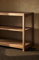 LONG WOODEN SHELVING UNIT