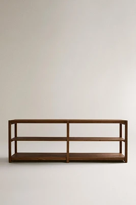 LONG WOODEN SHELVING UNIT