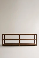 LONG WOODEN SHELVING UNIT