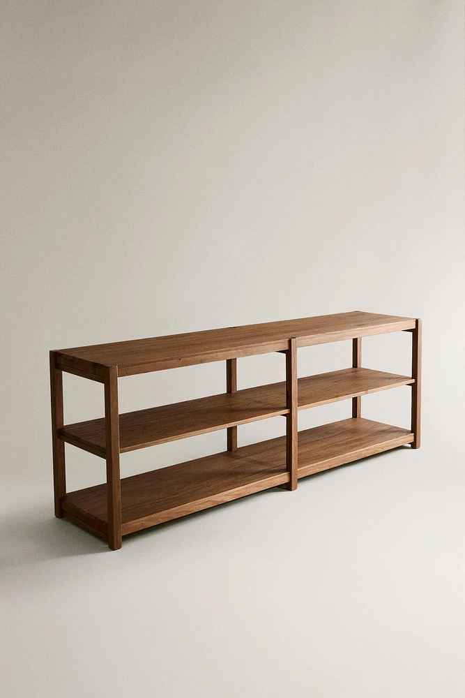 LONG WOODEN SHELVING UNIT