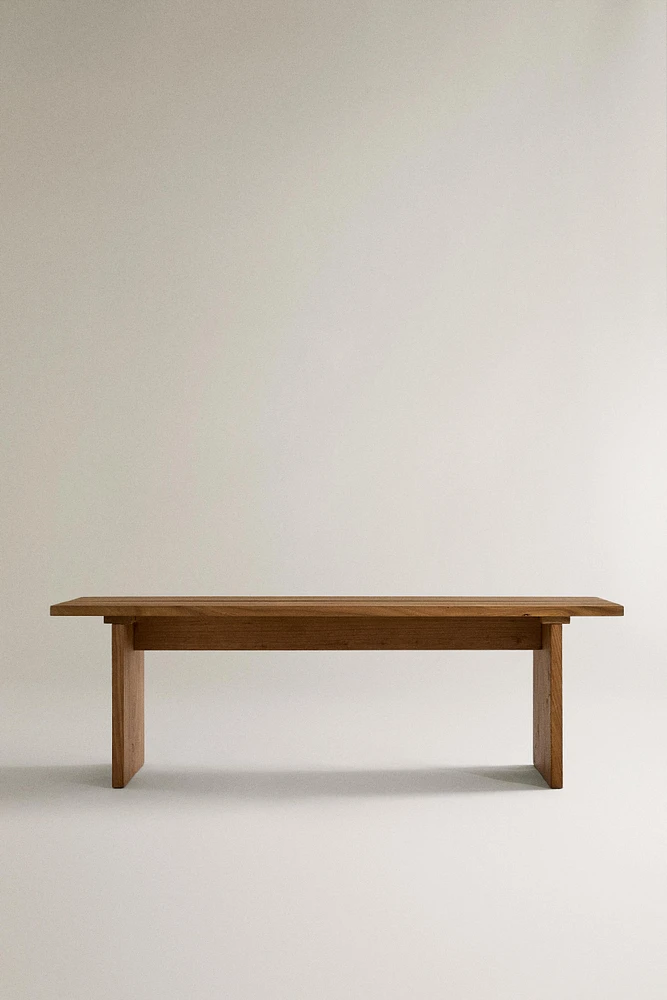 ELM WOOD BENCH WITH SHELVES