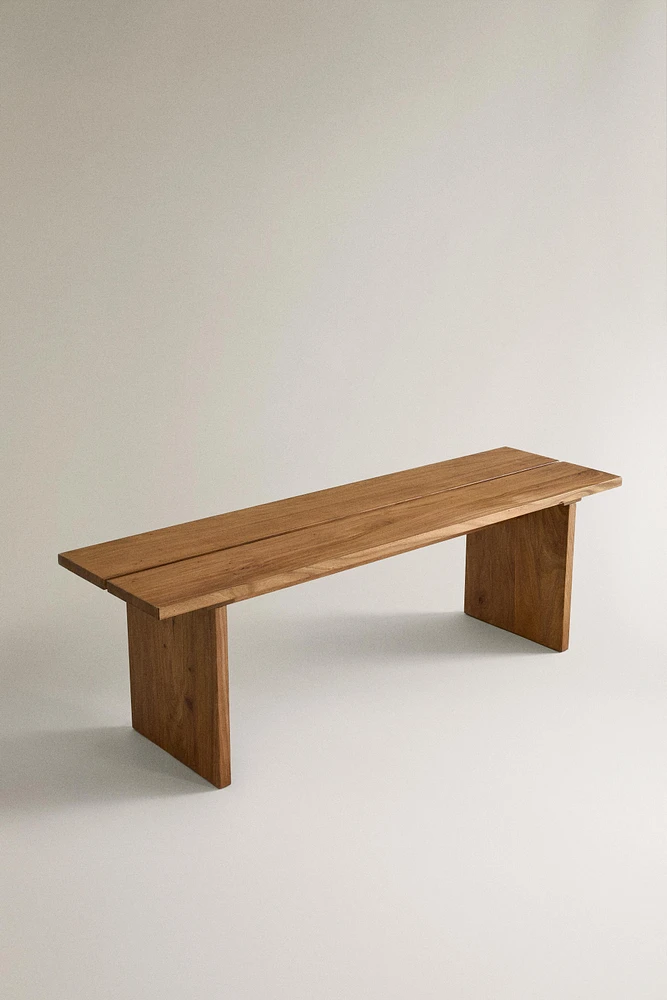 ELM WOOD BENCH WITH SHELVES