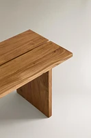 ELM WOOD BENCH WITH SHELVES