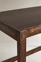 LARGE WOODEN LEATHER SIDE TABLE