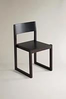 WOOD AND LEATHER FRAME CHAIR