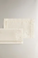 SET OF MINI CRIB SHEETS WITH EMBROIDERED MICE