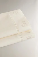 SET OF MINI CRIB SHEETS WITH EMBROIDERED MICE