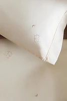 SET OF MINI CRIB SHEETS WITH EMBROIDERED MICE