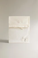 SET OF MINI CRIB SHEETS WITH EMBROIDERED MICE