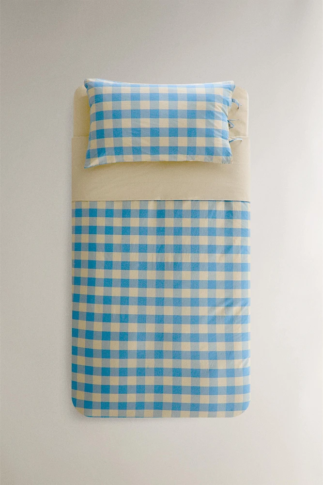 CHILDREN’S REVERSIBLE CHECK DUVET COVER