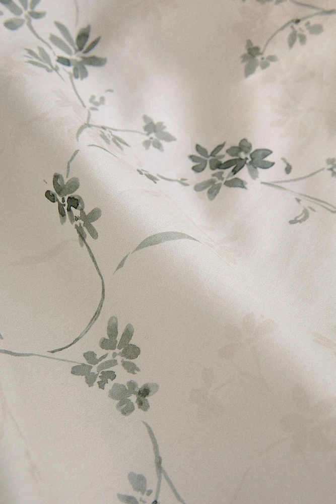 HOUSSE DE COUETTE SATIN IMPRIMÉ FLEUR