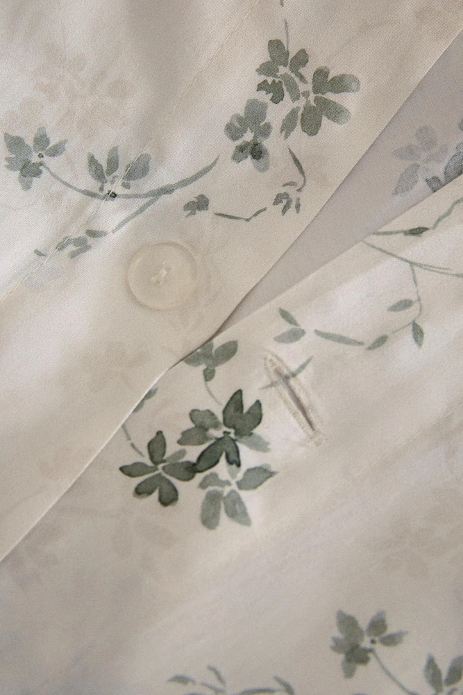 HOUSSE DE COUETTE SATIN IMPRIMÉ FLEUR