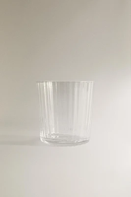 GLASS TUMBLER WITH LINE DESIGN