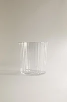 GLASS TUMBLER WITH LINE DESIGN