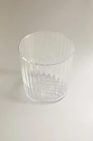 GLASS TUMBLER WITH LINE DESIGN