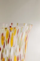 BLOWN GLASS TUMBLER WITH SPECKLED DESIGN