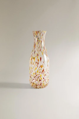 BLOWN GLASS BOTTLE WITH SPECKLED DESIGN