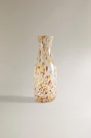 BLOWN GLASS BOTTLE WITH SPECKLED DESIGN