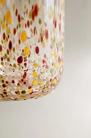 BLOWN GLASS BOTTLE WITH SPECKLED DESIGN