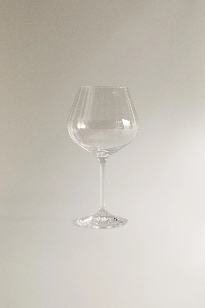 WAVY-EFFECT BOHEMIA CRYSTAL WINE GLASS