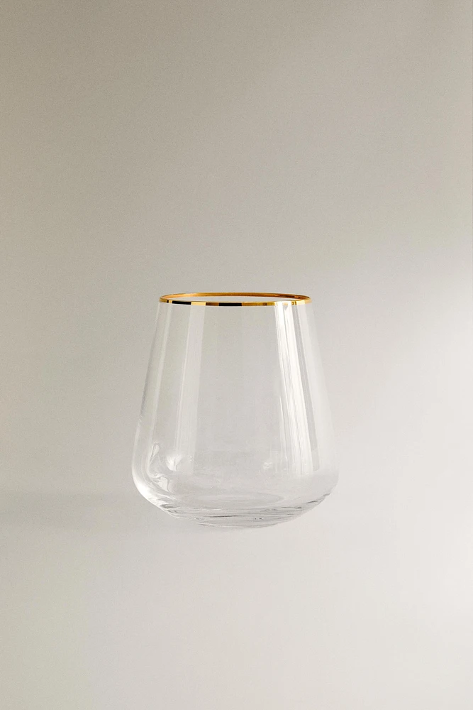 BOHEMIA CRYSTAL TUMBLER WITH A GOLDEN RIM