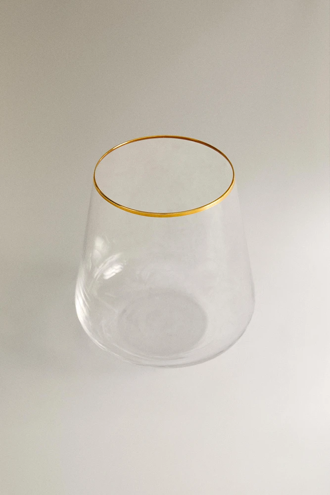 BOHEMIA CRYSTAL TUMBLER WITH A GOLDEN RIM