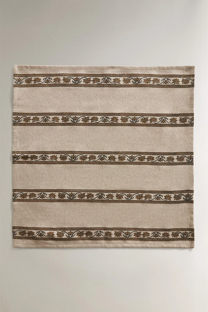 FLORAL PRINT NAPKINS WITH BORDERS (SET OF 2)