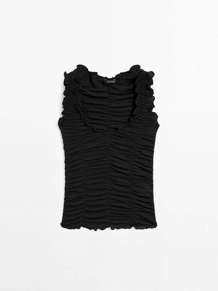 Top effet froissé coton
