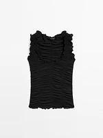 Top effet froissé coton