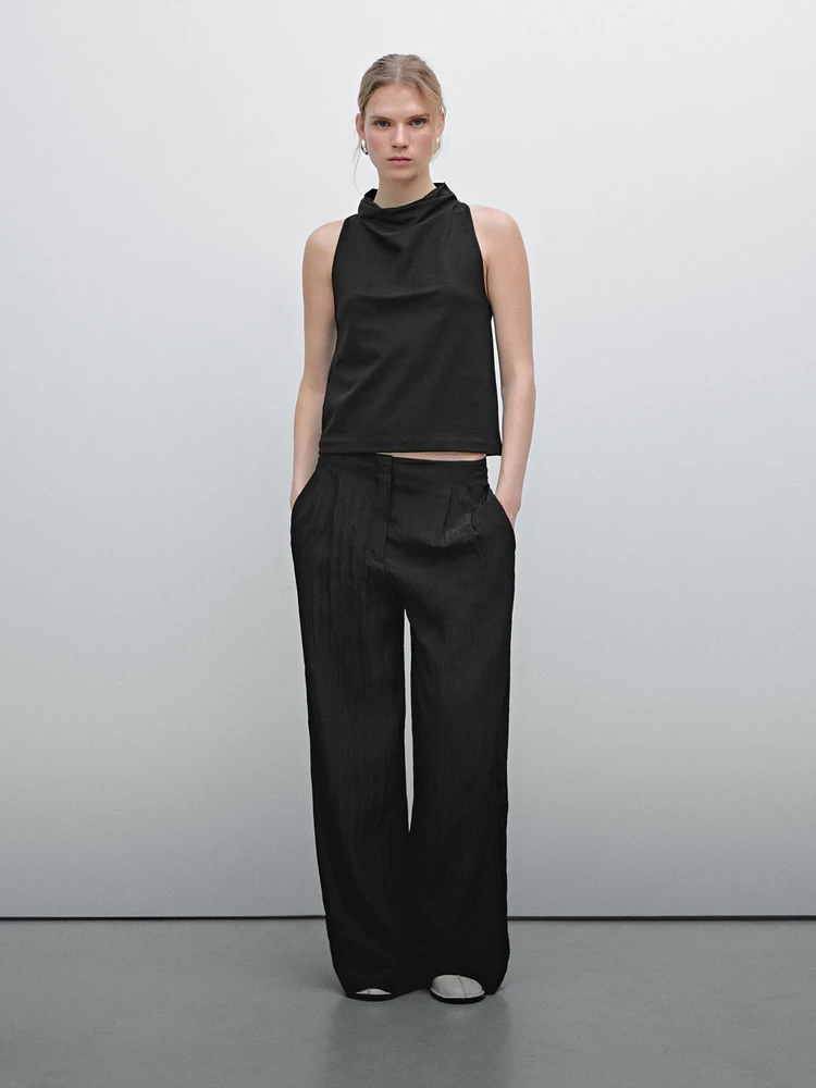 Funnel neck top with draped detail